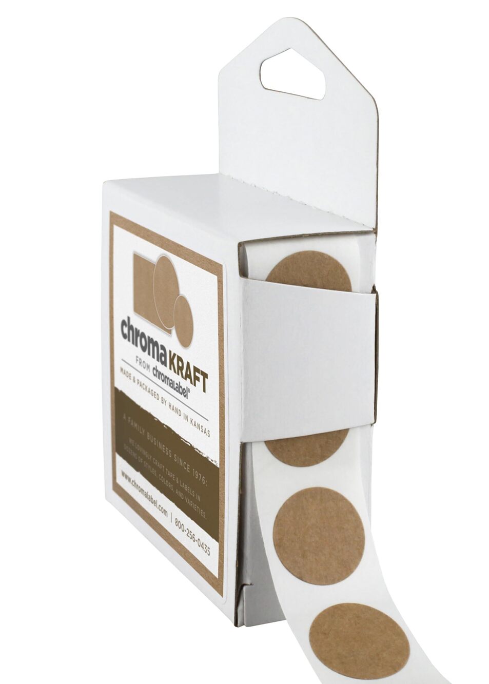 7961 Round Label Permanent Kraft Dot Stickers, 1000 Labels per Dispenser